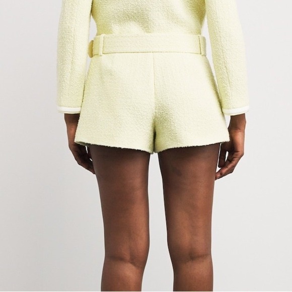 Self-Portrait Skirt Bouclé Tweed Belted Skort Yellow Sz US 4 S - Picture 8 of 15